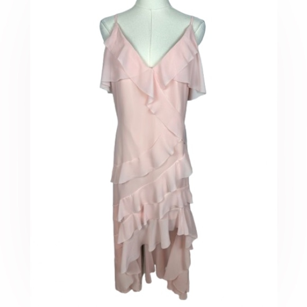 VENUS Blush Pink Ruffle Slip Midi Dress